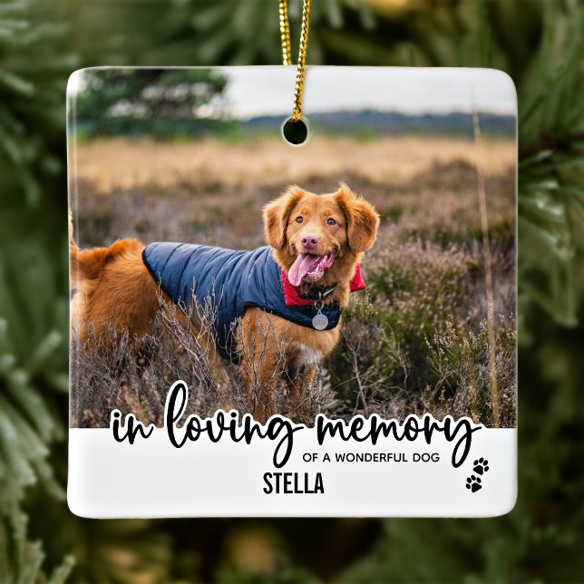 In Love Memory - Custom Dog Foto Pet Memorial Keramikornament (Von Creator hochgeladen)