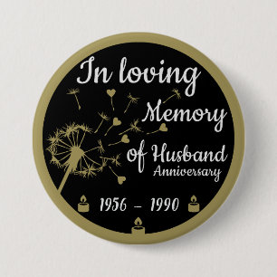 In Love Memory Death Anniversary Husband Button