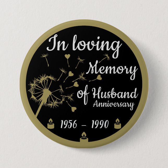 In Love Memory Death Anniversary Husband Button (Vorderseite)