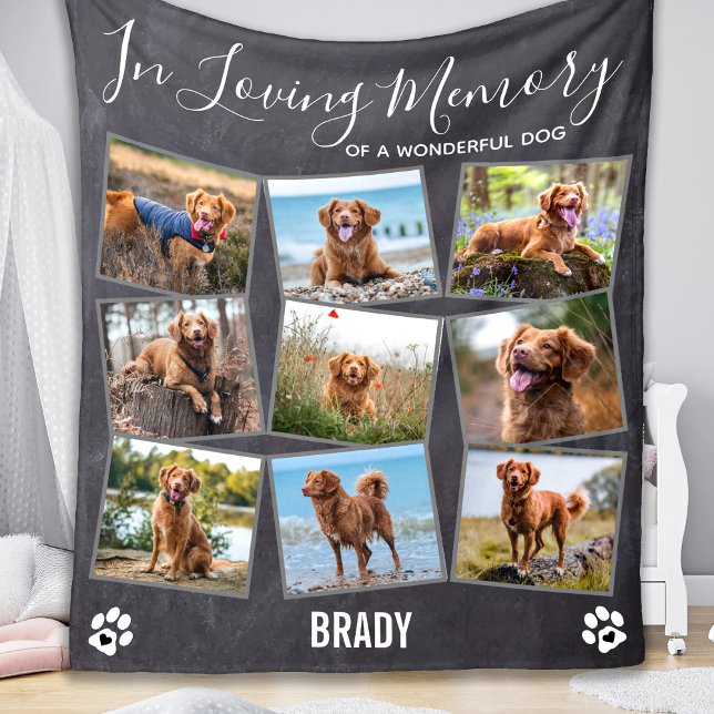 In Love Memory Dog Pet Memorial Foto Collage Fleecedecke (Von Creator hochgeladen)