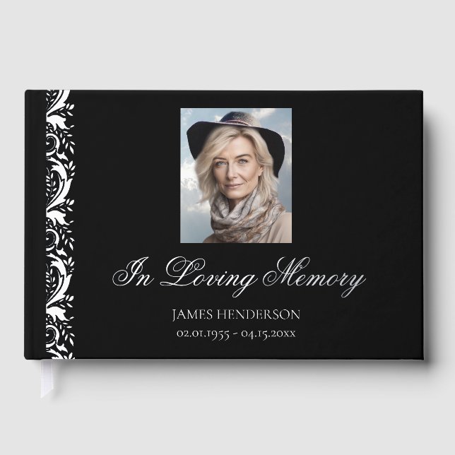 In Love Memory Elegant Geblüht Gästebuch (Vorderseite)