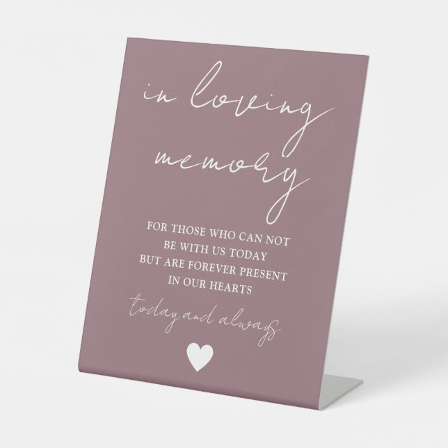 In Love Memory Elegante Script Mauve Sockelschild (Vorderseite)