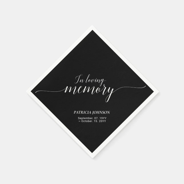 In Love Memory | Elegante Script Memorial Funeral Serviette (Ecke)