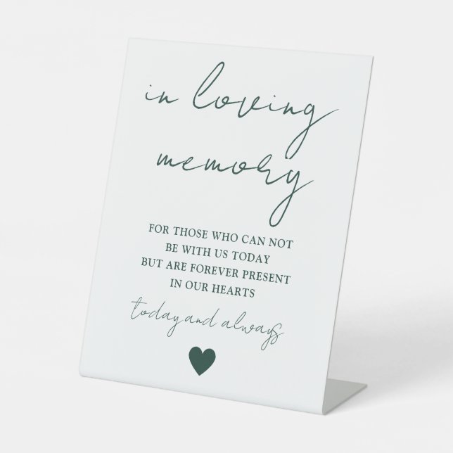 In Love Memory Elegante Skript Smarald Green Sockelschild (Vorderseite)
