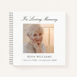 In Love Memory Elegantes Foto Beerdigung Gästebuch Notizbuch