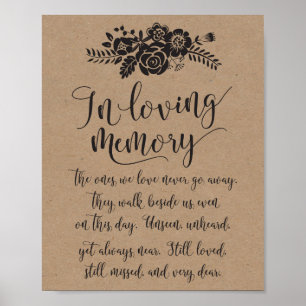 In Love Memory Erinnerung Hochzeitszeichen Poster