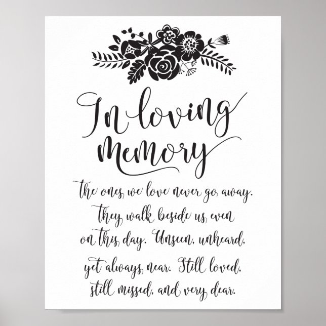 In Love Memory Erinnerung Hochzeitszeichen Poster (Vorne)