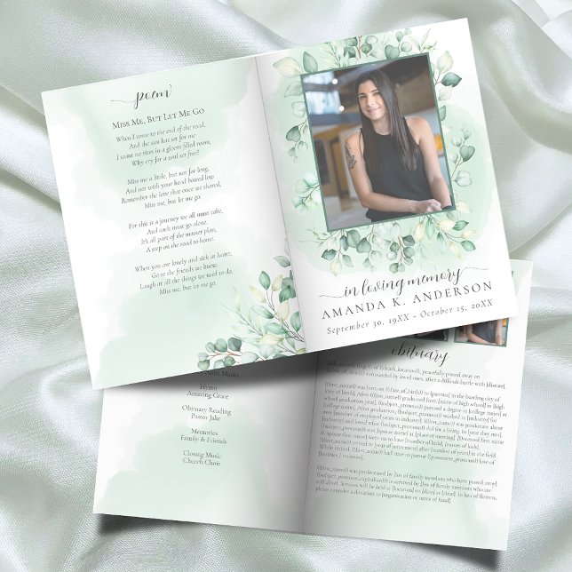 In Love Memory Eukalyptus Greenery Bi-Falten Programm (Von Creator hochgeladen)