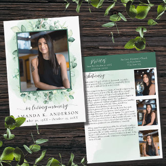 In Love Memory Eukalyptus Greenery Obituary Programm