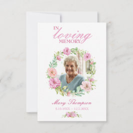 In Love Memory Floral Foto Beerdigung Gebetskarte Einladung