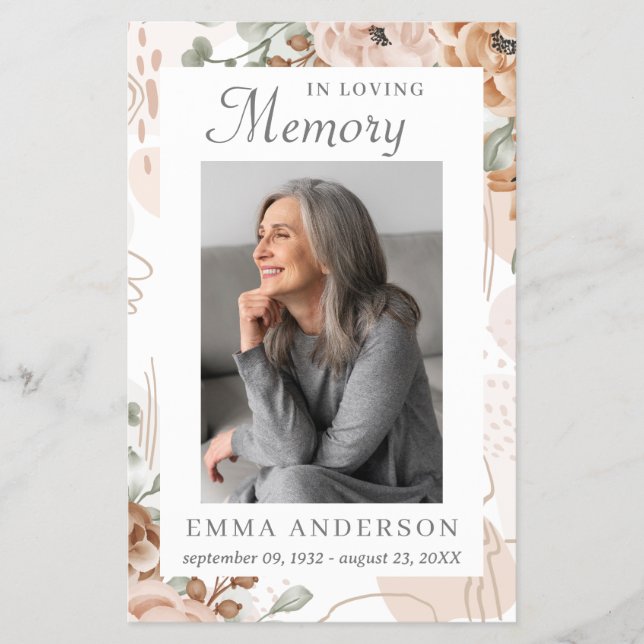 In Love Memory | Foto Beerdigung Gebet Flyer (Vorne)