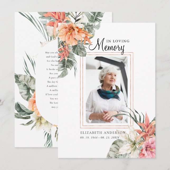 In Love Memory | Foto Beerdigungskarte (Vorne/Hinten)