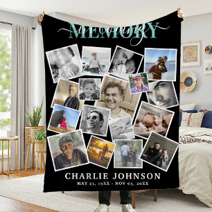 In Love Memory Foto Collage Memorial Fleecedecke