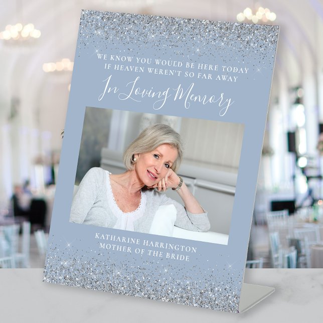 In Love Memory Foto Dusty Blue Silver Wedding Sockelschild (Von Creator hochgeladen)