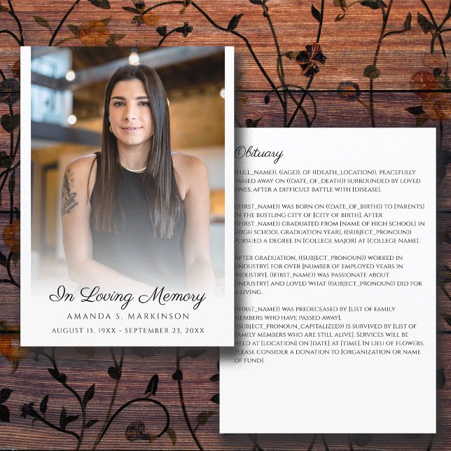 In Love Memory Foto einfache Obituary Beerdigung Programm (Von Creator hochgeladen)
