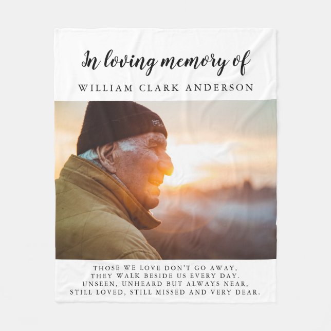 In Love Memory Foto Gedicht Tribute Blanket Fleecedecke (Vorderseite)