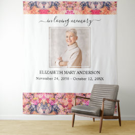 In Love Memory Foto helle florale Gedenkstätte Wandteppich