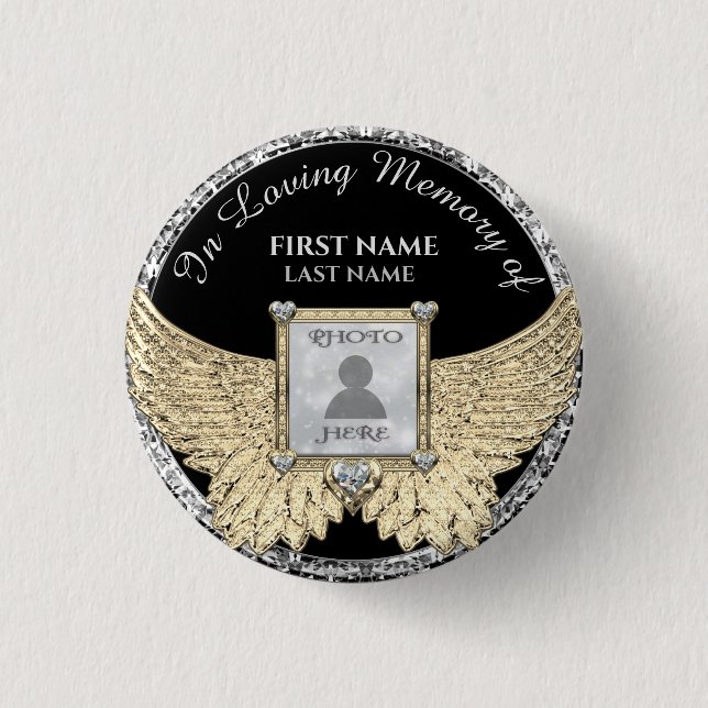 In Love Memory Foto Memorial Diamond Look Button (Vorderseite)