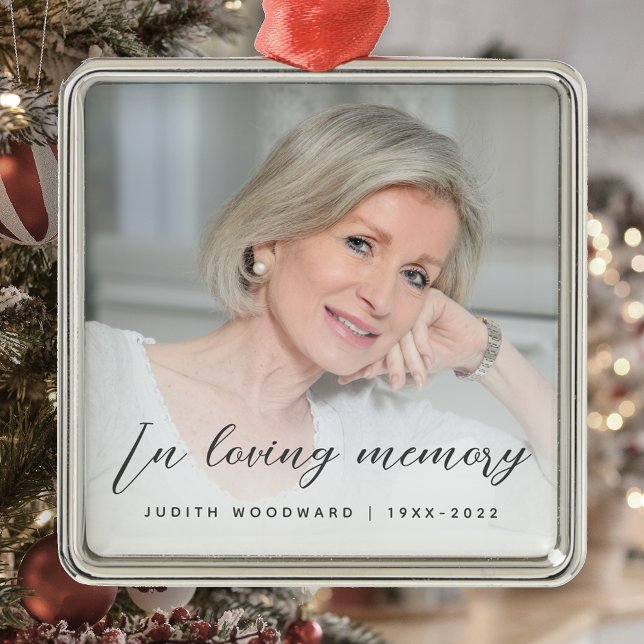 In Love Memory Foto Memorial Gray Ornament Aus Metall (Von Creator hochgeladen)