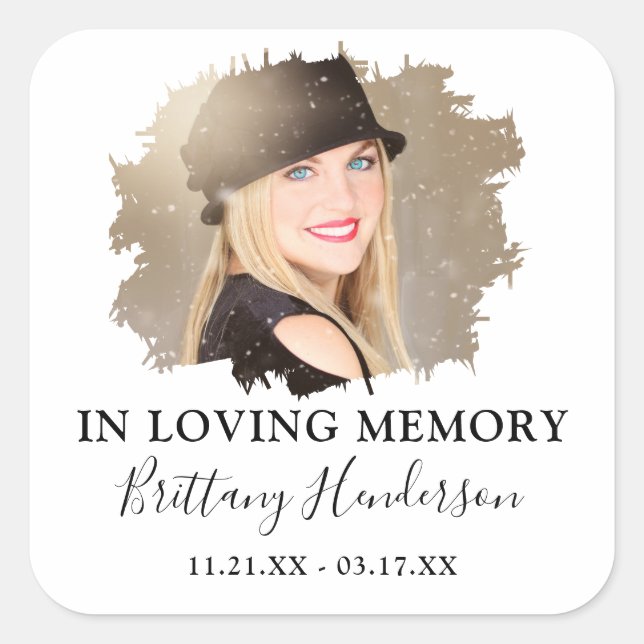 In Love Memory | Foto Memorial Square Sticker (Vorderseite)
