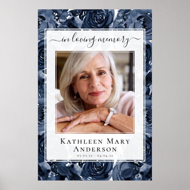 In Love Memory Foto Rose Begrüßungszeichen Poster (Vorne)