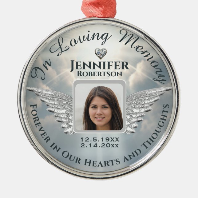In Love Memory Foto Silver Ornament Aus Metall (Vorne)
