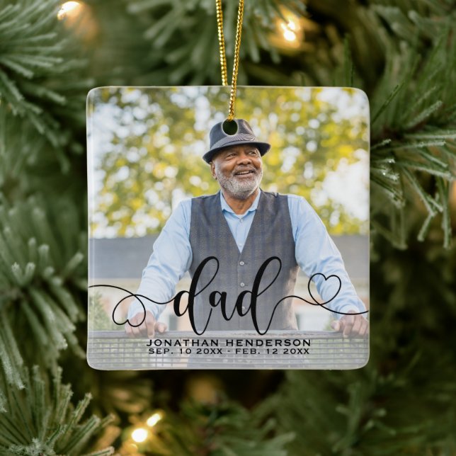 In Love Memory Foto Vater Keramik Ornament (Baum)