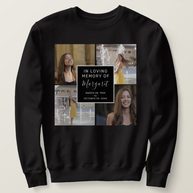 In Love Memory Funeral Memorial 4 Foto Collage Sweatshirt (Design vorne)