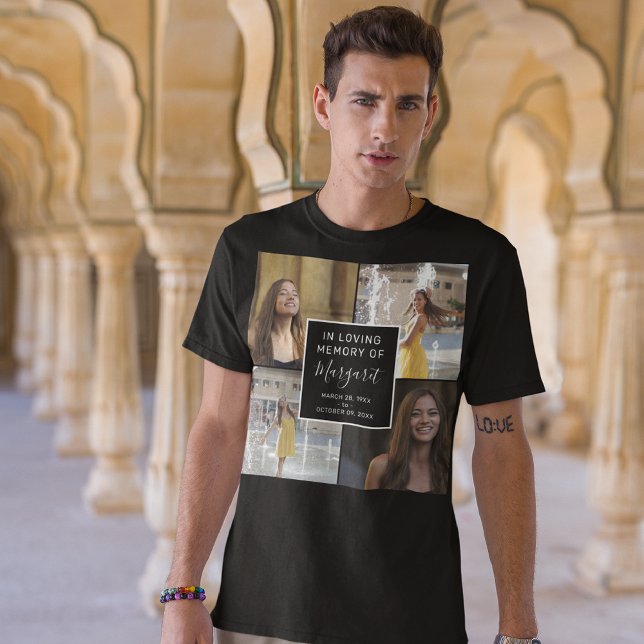 In Love Memory Funeral Memorial 4 Foto Collage T-Shirt (Von Creator hochgeladen)