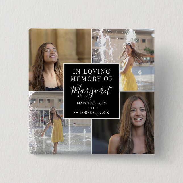 In Love Memory Funeral Memorial Foto Collage Button (Vorderseite)