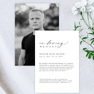In Love Memory Funeral Memorial Keepake Card