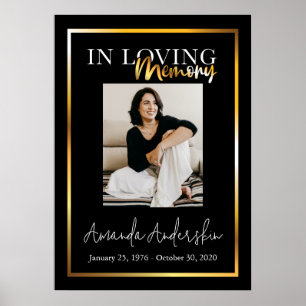 In Love Memory Gold Beerdigung Memorial Foto Poster