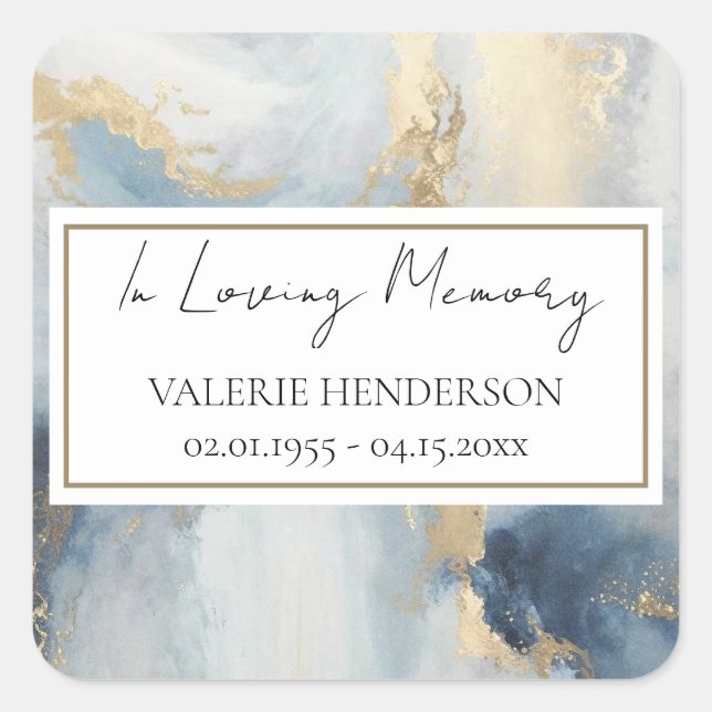 In Love Memory Gold Blue Aufkleber (Vorderseite)