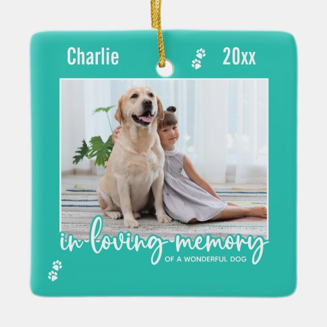 In Love Memory Hund Foto Pet Memorial Keramikornament (Vorderseite)