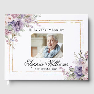 In Love Memory Lila & Blush Pink Rose Beerdigung Gästebuch