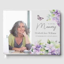 In Love Memory Lila Floral 1 Foto Gästebuch