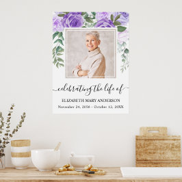 In Love Memory Lila floral Foto Poster