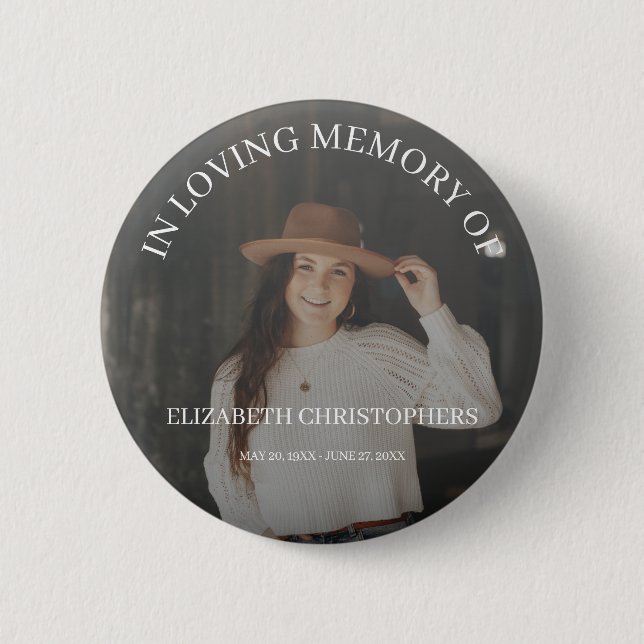 In Love Memory, maßgeschneiderte Foto-Beerdigung G Button (Vorderseite)