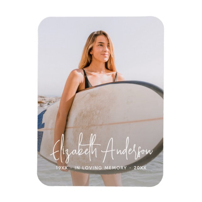 In Love Memory Memorial Beerdigung Modernes Foto Magnet (Vertikal)