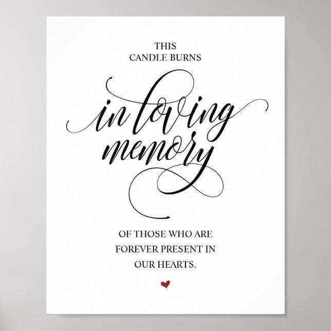 In Love Memory Memorial Candle Burns Sign Poster (Vorne)