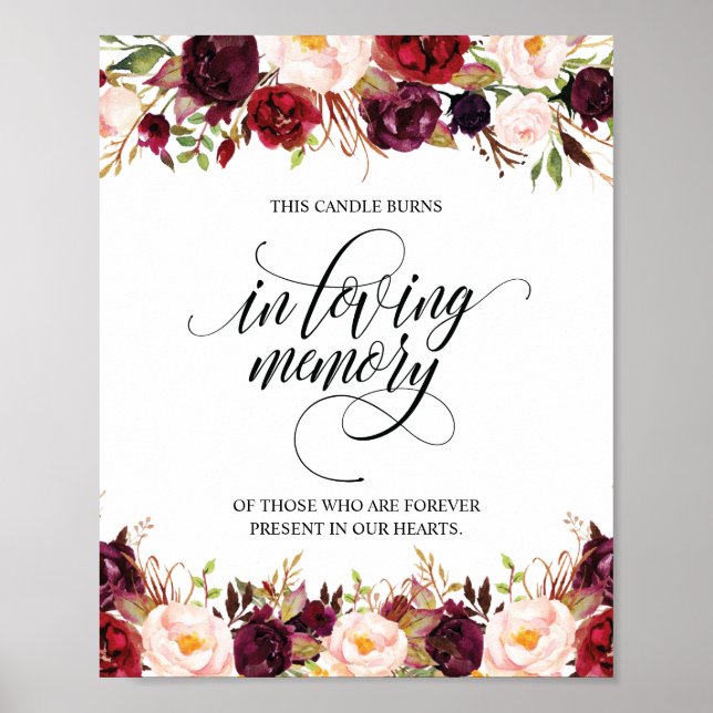 In Love Memory Memorial Candle Burns Sign Poster (Vorne)