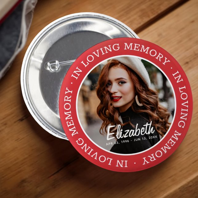 In Love Memory Memorial Modern Custom Foto Button (Von Creator hochgeladen)