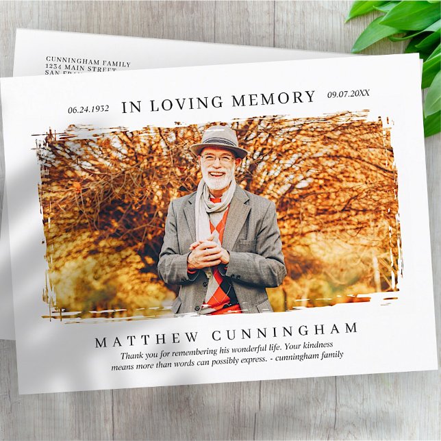 In Love Memory Memorial Modern Simple Foto Postkarte (Von Creator hochgeladen)