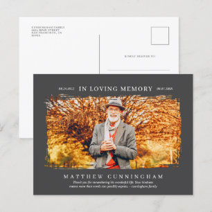 In Love Memory Memorial Modern Simple Foto Postkarte