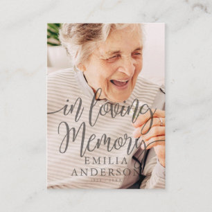 In Love Memory Memorial Moderne einfache Foto-Kart Visitenkarte