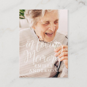 In Love Memory Memorial Moderne einfache Foto-Kart Visitenkarte