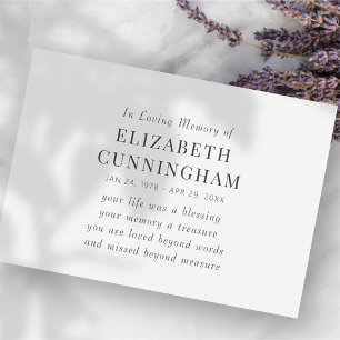 In Love Memory Memorial Modernes einfaches Angebot Ankündigung