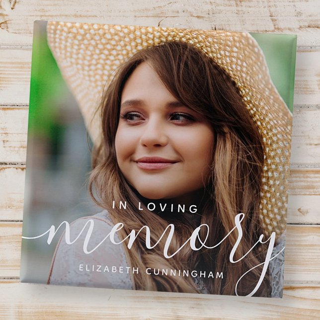 In Love Memory Memorial Modernes elegantes Foto Button (Von Creator hochgeladen)
