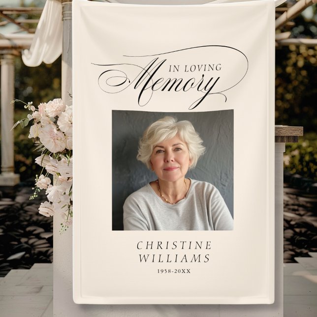 "In Love Memory!" Memorial, Name, Foto Banner (Banner
"Forever in our Hearts" In loving, Memory Banner. Elegant, script font, with photo & name.)