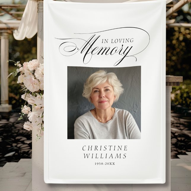 "In Love Memory!" Memorial, Name, Foto Banner (Banner
"Forever in our Hearts" In loving, Memory Banner. Elegant, script font, with photo & name.)